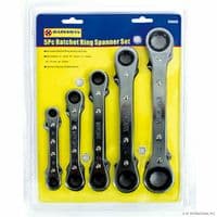 5pce RING RATCHET DOUBLE ENDED STEEL METRIC SPANNER SET 8mm-21mm
